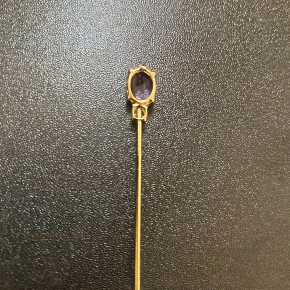Antique purple stone with white gems stick pin( no markings) - Picture 3 of 5